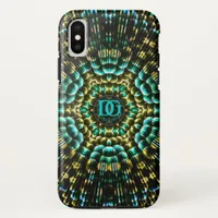 Monogram Aqua Gold Geometric Artistry iPhone XS Case