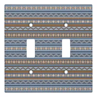 Southwest Style Blue and Brown Geometric Pattern Light Switch Cover