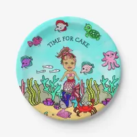 Pretty Pesonalized Ethnic Mermaid Birthday Party Paper Plates