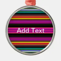 Thin Colorful Stripes - 2 Metal Ornament