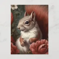 Squirrel With Flowers Postcard