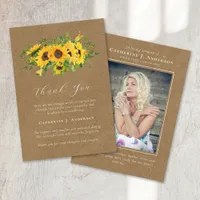 Sunflowers Photo Sympathy Funeral  Thank You Card