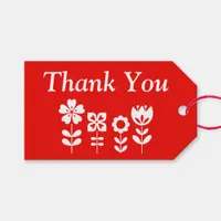 Personalized Red and White Flowers Thank You Gift Tags