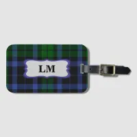 Wallace Tartan Blue & Green Bag Tag Biz Card Slot