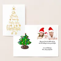 Holly Jolly Christmas Typography Gold Image , ZSG Foil Card