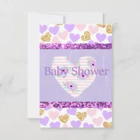 Purple, Gold and Pink Baby Shower Invitations