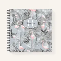 Flamingo Orchid Tropical Pattern Gray ID868 Notebook