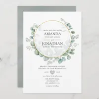 Silver Sage Eucalyptus Geometric Wedding Invitation