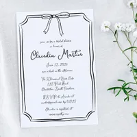 Whimsical Hand Drawn Bow Bridal Shower Invitation