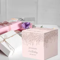 Birthday party rose gold pink drips favor boxes