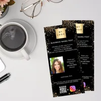 Black gold business logo photo qr code instagram rack card