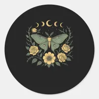 Flowers Goblincore Moth And Butterfly Cottagecore  Classic Round Sticker