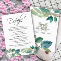 Greenery Eucalyptus Watercolor Details Monogram Enclosure Card