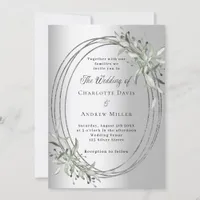 Silver greenery wedding invitation