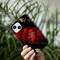 Red and Black Monogram  iPhone 15 Case