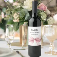 Bow pink white Bridal Shower Wine Label