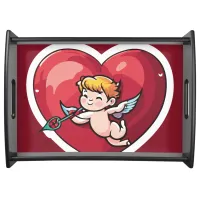 Cupid on Red Heart Serving Tray