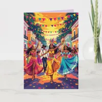 Feliz Carnaval de Rio Colorful Dancers Celebration Card
