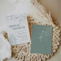 Sage Green Floral Bridal Shower Invitation