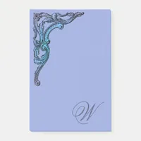 Romantic Pastel Steampunk Goth Monogrammed Post-it Notes