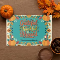 Colorful Thankful Grateful Blessed Paper Placemat
