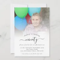 Photo Script 90th Birthday Party Invitation