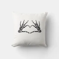 Heart Shaped Skeleton Hands Unique Art Vintage Throw Pillow