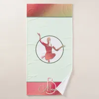 Shining bright pink  yogi silhouette bath towel