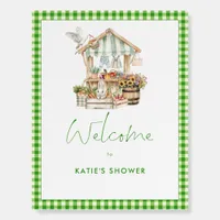 Green Gingham Locally Grown Welcome Baby Shower  Foam Board