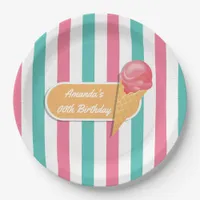 Ice Cream Birthday Party personalized Paper Plates