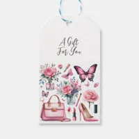 Pink Girly Elegant Chic Woman's Birthday Gift Tags