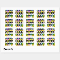 Colorful Retro Border Collie Pop Art Square Sticker