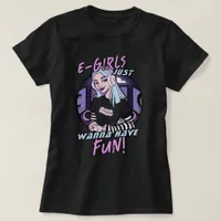 E-Girls Cool Puple Cartoon Gamer Girl  T-Shirt