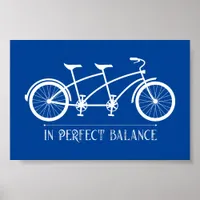 Tandem Bike In Perfect Balance Blue White Poster