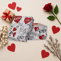 Romantic Red Plaid Valentine Design Wrapping Paper