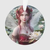 Beautiful July Fairy in Water Lilies Ornament