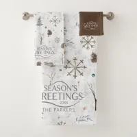 Boho Twigs & Pinecone Christmas ID986 Bath Towel Set