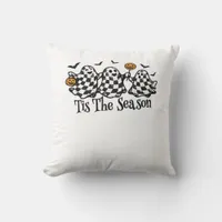 Retro Tis The Season Checkered Halloween Throw Pillow