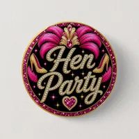 Glam Pink Gold Showgirl Hen Party Las Vegas Button