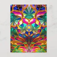 Colorful Abstract Stained Glass Postcard