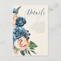 Roses Blue/Peach Wedding Details ID584 Enclosure Card