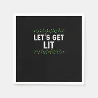 Let's Get Lit Pajamas Funny Cute Lights Christmas  Napkins