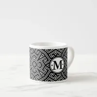 Geometric Pattern Monogram Black and White ID149 Espresso Cup