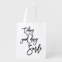 Motivational and Gratitude Quotes Black Script Grocery Bag