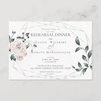 Rehearsal  | Watercolor Blush Rose Floral Silver Enclosure Card