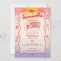 Perfect Match Doodle Sunset Coquette Bridal Shower Invitation