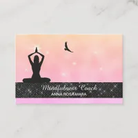 *~* Meditation Bird Eagle Pastel Yoga Glitter Business Card