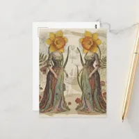 The Two Daffodil Head Women Postcard