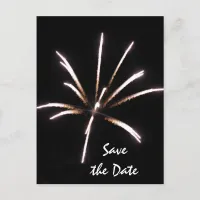 Fireworks on Black Summer Wedding Save the Date Announcement Postcard