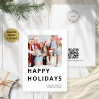 Happy Holidays Photo Business Logo QR Christmas Holiday Card